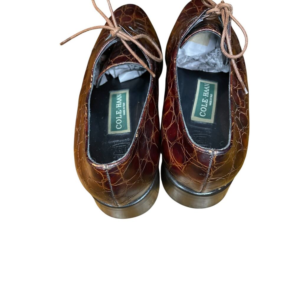 Cole Haan Alligator Burgundy Leather Oxford Dress Shoes 8 Academia Poet Classic - Picture 2 of 10